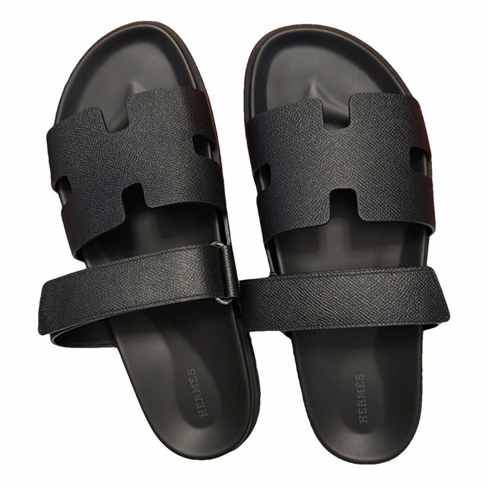 Hermes Chypres Black Leather Sandals